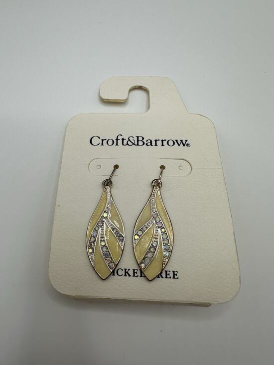 Croft & Barrow Jewelry - Croft And Barrow Yellow Ivory Enamel Dangle Drop Hook Earrings 1.5”L